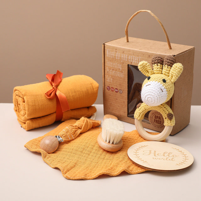 Baby Gift Set - Soft Fabric & Natural Wood