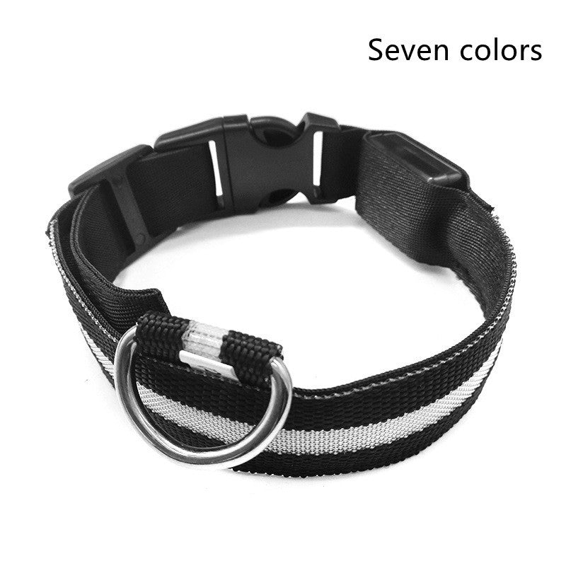 LED Nylon Pet Collar – Adjustable, Glow-in-the-Dark for Night Safety