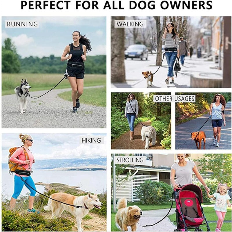 Hands-Free Running Dog Leash Belt – Shock-Absorbing, for Large Dogs