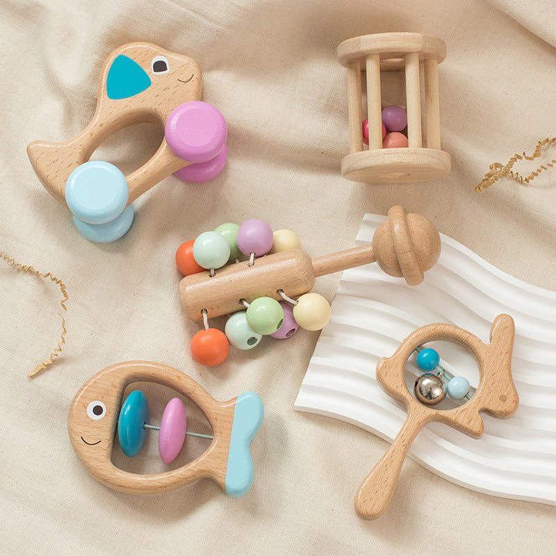 Wooden Baby Toy Set – Colourful 5-Piece Collection