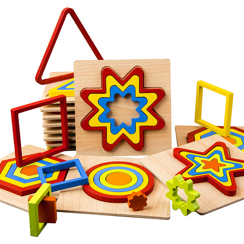 Colourful Wooden Shape Puzzles