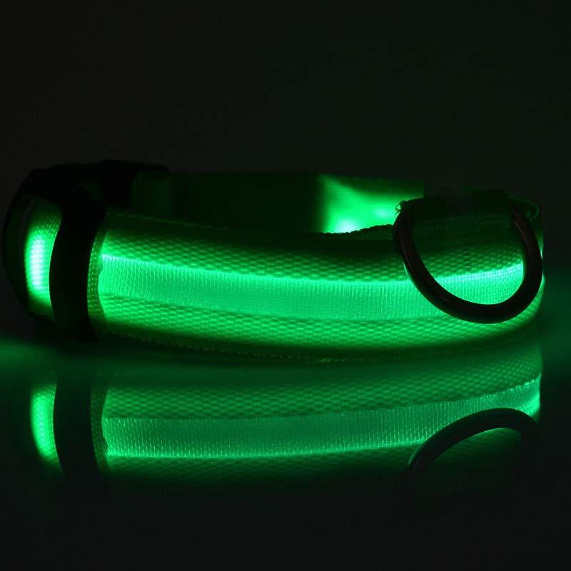 LED Nylon Pet Collar – Adjustable, Glow-in-the-Dark for Night Safety