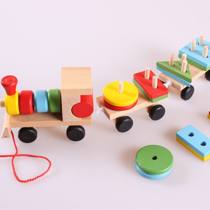 Wooden Train Tractor Toy – 3-Piece Educational Puzzle for Kids & Toddlers