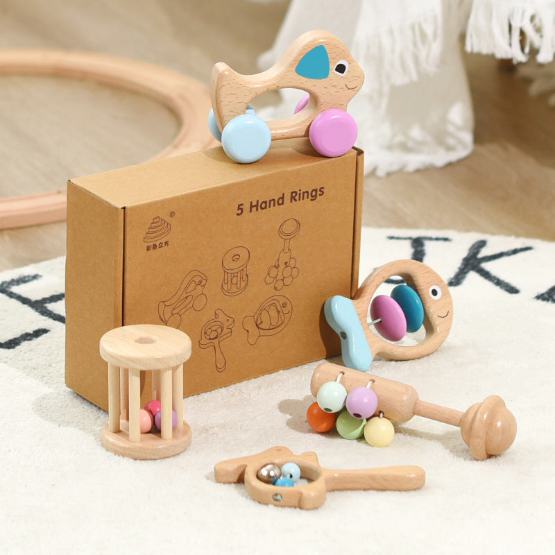 Wooden Baby Toy Set – Colourful 5-Piece Collection