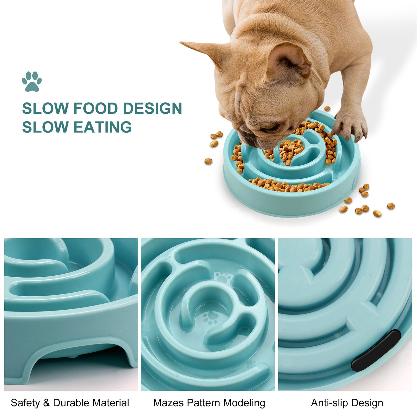 Silicone Slow Feeder Pet Bowl – Anti-Choking Puzzle Design for Healthy Eating