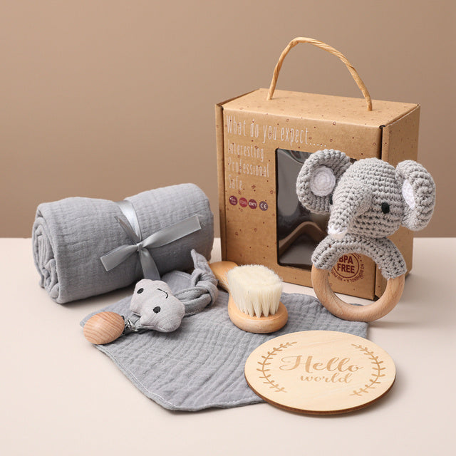 Baby Gift Set - Soft Fabric & Natural Wood