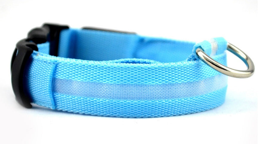 LED Nylon Pet Collar – Adjustable, Glow-in-the-Dark for Night Safety