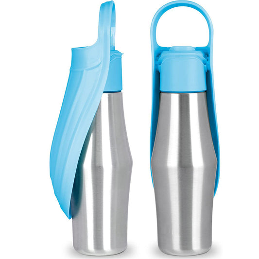 Premium Stainless Steel & Silicone Dog Water Bottle – Leaf Design for Travel & Outdoors