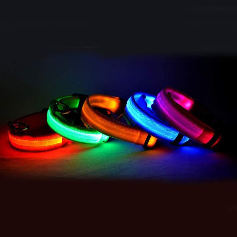 LED Nylon Pet Collar – Adjustable, Glow-in-the-Dark for Night Safety