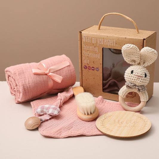 Baby Gift Set - Soft Fabric & Natural Wood