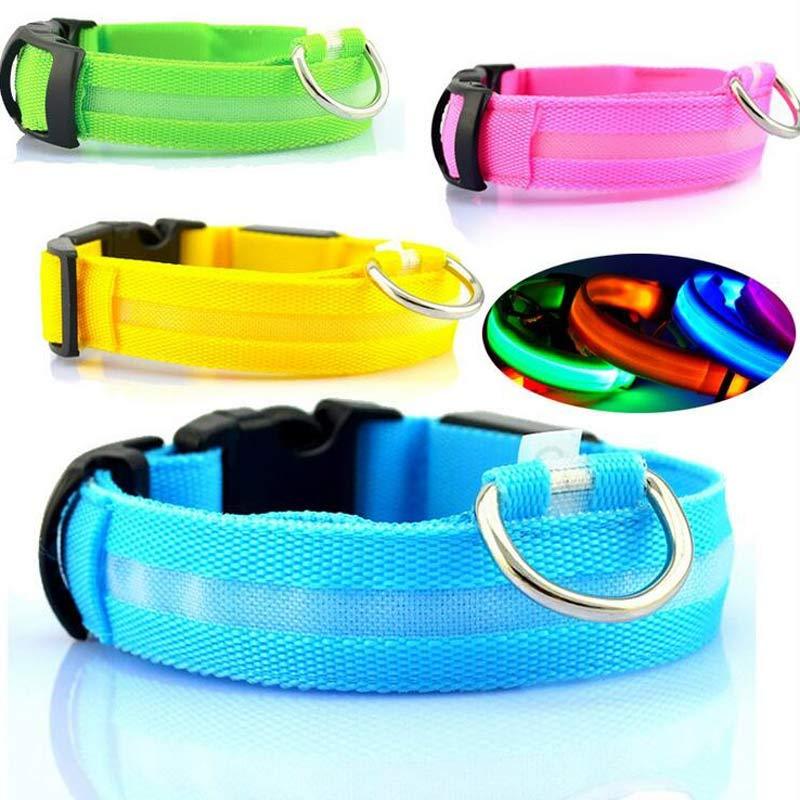 LED Nylon Pet Collar – Adjustable, Glow-in-the-Dark for Night Safety