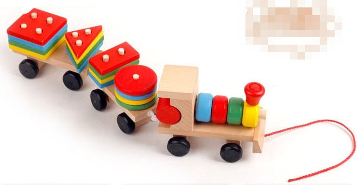 Wooden Train Tractor Toy – 3-Piece Educational Puzzle for Kids & Toddlers