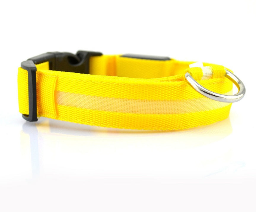 LED Nylon Pet Collar – Adjustable, Glow-in-the-Dark for Night Safety