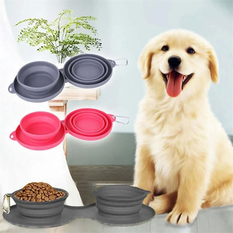 Double Collapsible Dog Food & Water Bowl