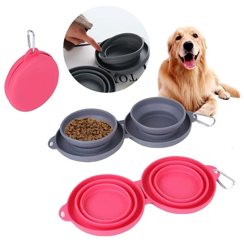 Double Collapsible Dog Food & Water Bowl