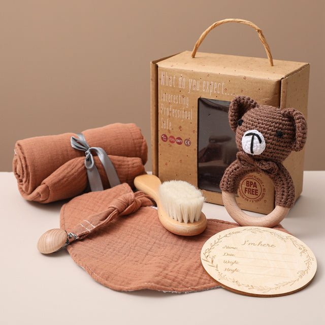 Baby Gift Set - Soft Fabric & Natural Wood