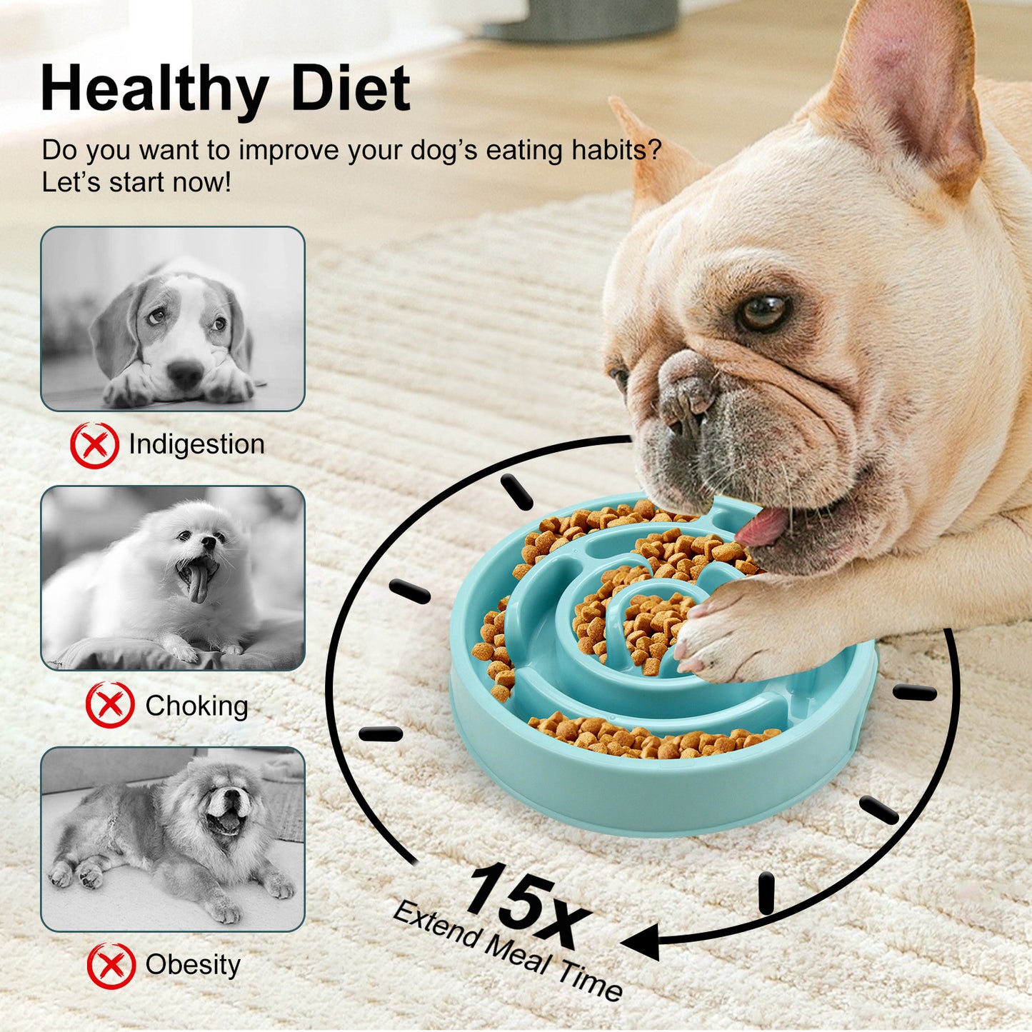 Silicone Slow Feeder Pet Bowl – Anti-Choking Puzzle Design for Healthy Eating
