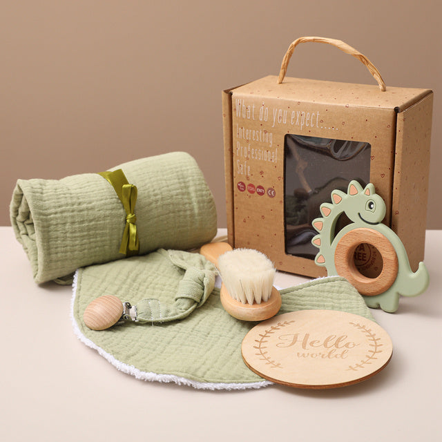 Baby Gift Set - Soft Fabric & Natural Wood
