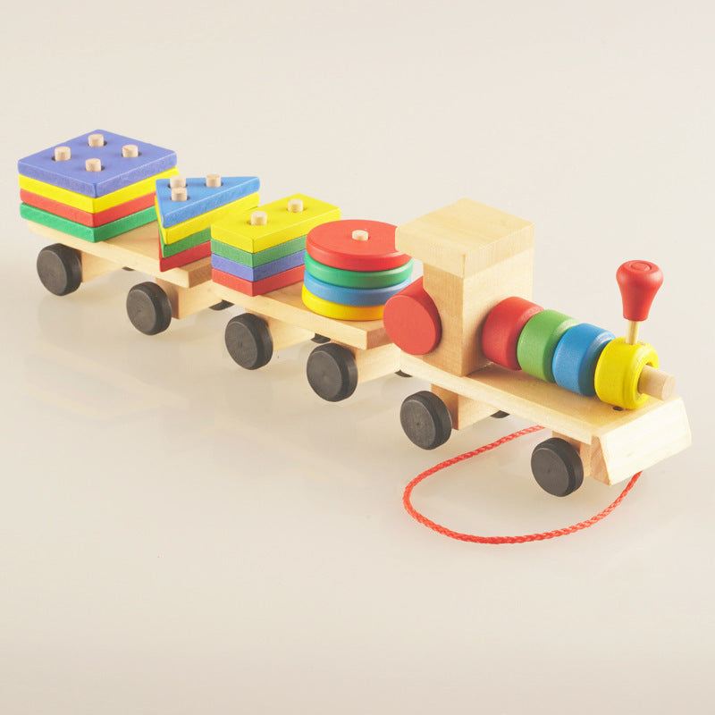 Wooden Train Tractor Toy – 3-Piece Educational Puzzle for Kids & Toddlers