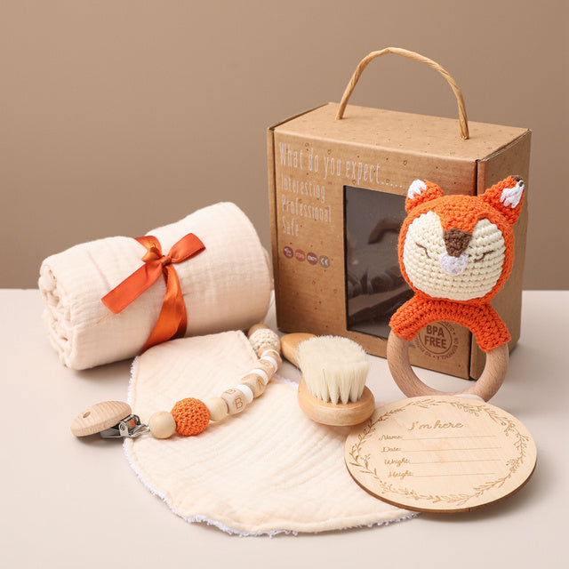 Baby Gift Set - Soft Fabric & Natural Wood