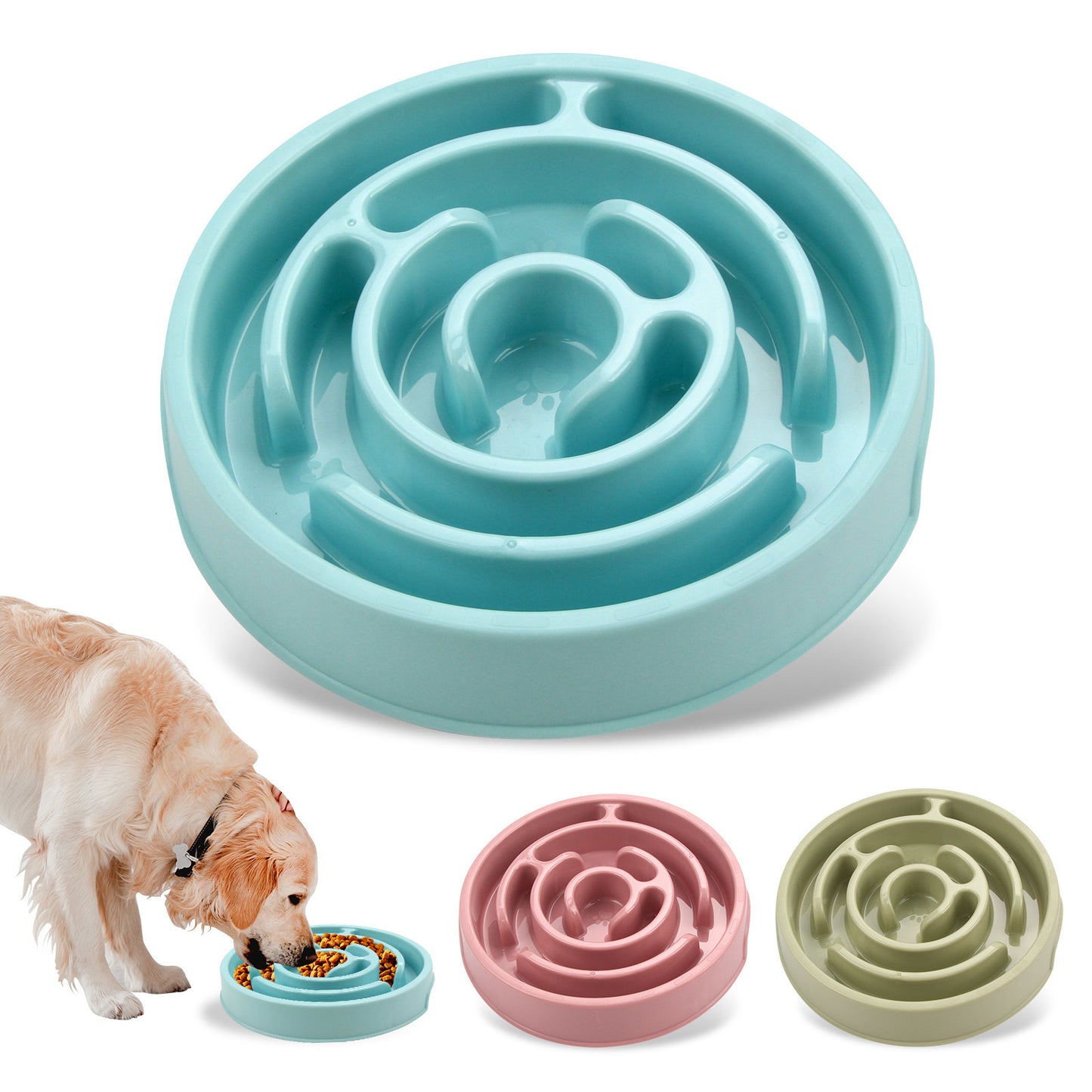 Silicone Slow Feeder Pet Bowl – Anti-Choking Puzzle Design for Healthy Eating