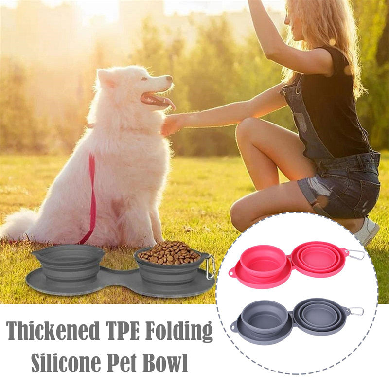 Double Collapsible Dog Food & Water Bowl