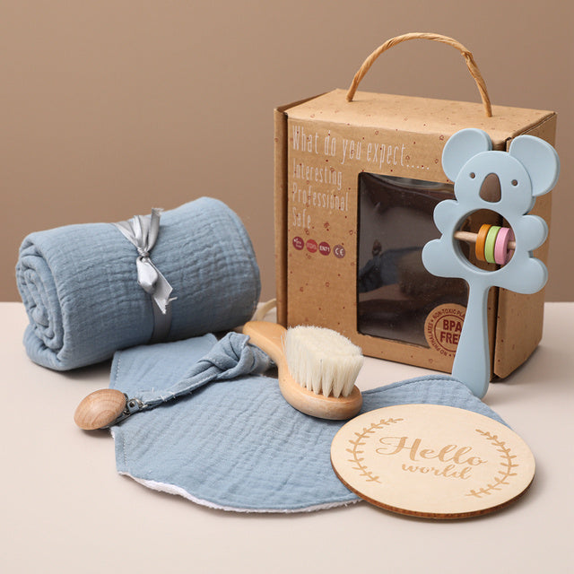 Baby Gift Set - Soft Fabric & Natural Wood